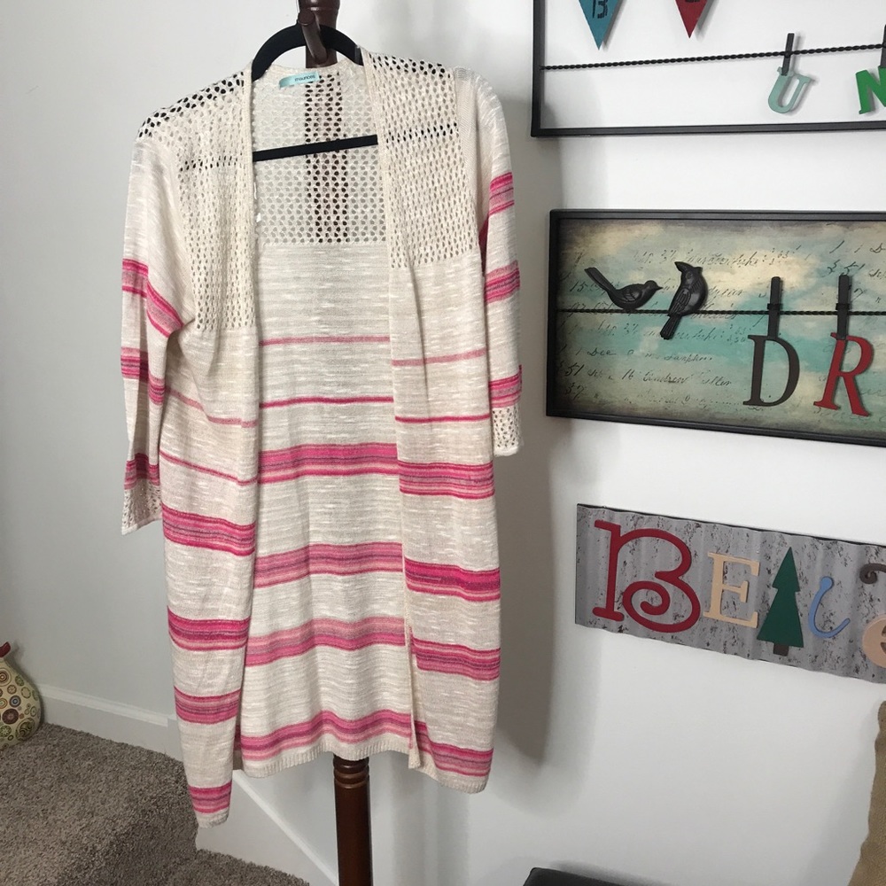 3/$30 Maurices Pink and beige cardigan sweater